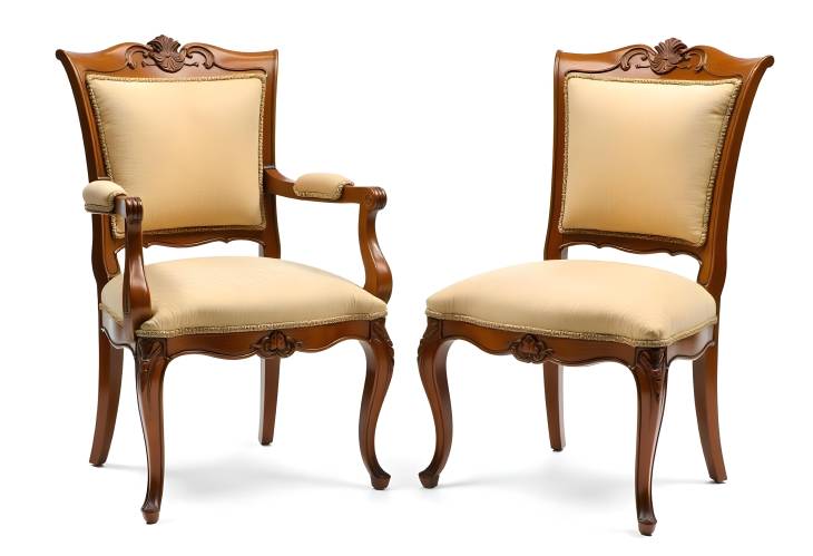 Antique Allure Biedermeier Chairs with Fabric and Wood Craftsmanship